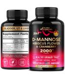 D-Mannose 2000mg Capsules | 3-in-1 Urinary Tract Health Supplement | Vegan Bladder & Digestive Support with Cranberry & Hibiscus | Made in USA | 120 Pills for Men & Women - Buy Online on GoSupps.com