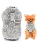 Smalllee_lucky_Store Pets-Sherpa-Fleece sweater vest turtleneck sweater with D-ring soft sweatshirt for small dogs cats puppies yorkie chihuahua warm autumn winter clothing gray S s S gray - Buy Online on GoSupps.com