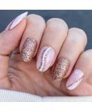 Novo Ovo Short Oval Almond Pink French Tip Press-On Nails - Glitter White Heart Artificial Fingernails with Glue | Shop Internationally! - Buy Online on GoSupps.com
