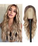 NAYOO Long Ombre Blonde Wavy Wig for Women 26 Inch Middle Part Curly Wavy Wig Natural Looking Synthetic Heat Resistant Fiber Wig for Daily Party Use (Ombre Blonde) 26 Inch (Ombre Blonde) - Buy Online on GoSupps.com