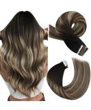 Moresoo 22 Inch Tape in Human Hair Extensions Natural Black to Dark Brown with Caramel Blonde Balayage - Remy Tape in Extensions 20pcs/50g #1B/3/27 - Buy Online on GoSupps.com