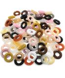 100 PCS Women Spiral Hair Ties Colorful Phone Cord For Thick Hair Girls No Crease Elastics Strong Grip Waterproof Coil Ties - High Ponytail - Buy Online on GoSupps.com