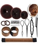 Hair Bun Shaper Set with Donut, Bun Marker, Ponytail Tools, Bobby Pins & Elastic Bands - Brown Bun Maker Kit for Women & Kids - Buy Online on GoSupps.com