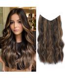 Brown Hair Extension with Adjustable Size Invisible Wire Hair Extensions Clip in 20inch Synthetic Curly Hair Pieces for Women 20 Inch Balayage Dark Brown to Chestnut - Buy Online on GoSupps.com
