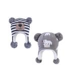 LANGZHEN Infant Winter Hat Earflap Knit Fleece Lined Beanie for Boys Girls 6-12 Months - Navy Stripe + Grey - Buy Online on GoSupps.com