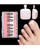 NOVO OVO Nude Pink French Tip Toenail Extensions - 360Pcs Soft Gel Full Cover False Nails - DIY Nail Kit with Pre-Applied Tip Primer - Square/Round Shape - 15 Sizes Included - Buy Online on GoSupps.com