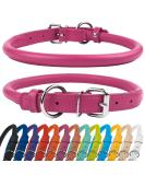 CollarDirect Handmade Rolled Leather Dog Collar - Soft Padded Round Puppy Collar for Small to Large Dogs and Cats - Genuine Leather in Pink (12-15 Inch) - Buy Online on GoSupps.com