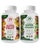 Buy Super Strength Fruit & Veggie Supplements | 70 Natural Fruits & Vegetables | Dietary Nutritional Capsules for Energy | 120 Capsules - Buy Online on GoSupps.com