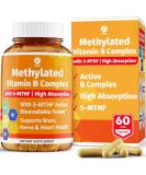 Vitamin B Complex with 5-MTHF Folate, B1, B2, B5, B6, Methyl B12, Niacin, Biotin - Stress & Heart Health Support - Buy Online on GoSupps.com