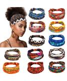 12 Pcs African Headband Knotted Wide Yoga Stretchy Bandeau Thick Headbands for Women Boho Elastic African Head Wraps African Gifts for Women Hair Accessories for Girls Lady Workout Running Sports - Buy Online on GoSupps.com