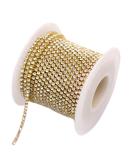 Gold Crystal Rhinestone Close Chain - 11 Yards Single Row Trimming for DIY Jewelry Crafts - Buy Online on GoSupps.com