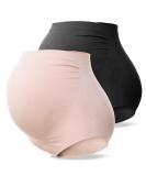 SUNNYBUY Women's Maternity High Waist Underwear Pregnancy Seamless Soft Hipster Panties Over Bump L 1black 1skin-2pk - Buy Online on GoSupps.com