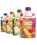 Happy Tot Organics Fiber & Protein Stage 4 Variety Pack - 16 Pouches of 4 Flavors (4oz Each) - Buy Online on GoSupps.com