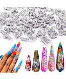 AIERSA Large Letter Nail Charms - 52 Pcs 3D Rhinestone Alphabet Stickers for Nail Art Decoration - Silver Alloy - 12mm Tall - Buy Online on GoSupps.com