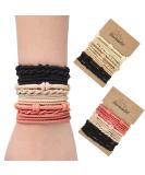24 Pcs Boho Twist SheeknaSet Hair Tie Bracelets | Pain-Free Elastic Bands for Women and Girls - Rose Red, Apricot, Black, Beige, Black - Buy Online on GoSupps.com