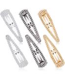 6 Pieces 4 Inch Rhinestone Snap Hair Clips | Crystal Metal Hair Barrettes for Women and Girls | Wedding Hair Accessories in Black, Silver, and Gold - Buy Online on GoSupps.com