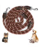 Adjustable Dog Leash for Large & Medium Dogs - Double Nylon 2 Snap Hooks 3 Rings - 3m x 15mm - Brown - Buy Online on GoSupps.com