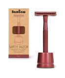 Bambaw Red Metal Safety Razor with Stand - Premium Red Shaving Razor - Buy Online on GoSupps.com