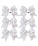 Sparkle Glitter Cheerleader Bows - 6 Pack White Ponytail Holders for High School & College Girls - Buy Online on GoSupps.com