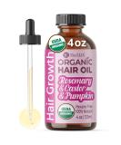 USDA Organic Rosemary Hair Oil for Hair Growth | Cold Pressed Castor & Pumpkin Seed Oil Blend - Thickening Treatment for Women & Men | 4oz - Buy Online on GoSupps.com