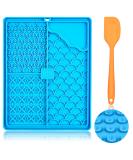 Ciicii Large Dog Leak Mat with Suction Cups | 10.3x8.3 inches | BPA-Free Silicone for Fur & Claw Care | Anti-Slip Blue & Orange Design | Ideal for Swimming - Buy Online on GoSupps.com