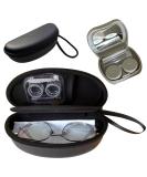2 in 1 Contact Lens & Glasses Case Combo - Portable Leak Proof Includes Tweezer & Solution Bottle - Travel Essential (Grey - Buy Online on GoSupps.com