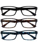 Shop UVR3092 3-Pack Reading Glasses for Men & Women - Black Brown Blue +1.50 Diopters - Stylish & Affordable Readers - Buy Online on GoSupps.com