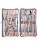 Keiby Citom Manicure Set 18pcs Professional Nail Clippers Kit Pedicure Care Tools-Stainless Steel Grooming Tools with Rose Gold PU Leather Case for Travel & Home (Rose Gold) - Buy Online on GoSupps.com