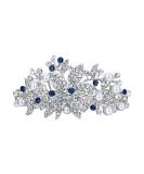 Ever Faith Austrian Crystal Hibiscus Pearl Hair Clip Barrette Blue Silver-Tone - Buy Online on GoSupps.com
