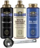 Ghirardelli Sea Salt Caramel & White Chocolate Sauce 16 oz Squeeze Bottles (Pack of 3) + Barista Spoon - Buy Online on GoSupps.com