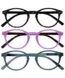 Opulize zen reading glasses 3 Pack Small round frame spring hinges scratch-resistant dark brown pink turquoise men women rrr24-24q +1.50 dark brown / pink / turquoise blue +1.50 diopters - Buy Online on GoSupps.com