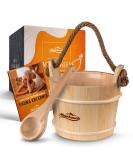 Alpine breath sauna bucket with trowel 100% natural wood - noble sauna chick with a comfortable hemp yeast rope - durable sauna accessories - infusion bucket including practical booklet - wellness sauna bucket set - Buy Online on GoSupps.com