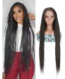 AMEILY 36 Kontless Box Braided Wig for Black Women - Clearance Sale | Heat Resistant Synthetic Lace Front Cornrow Braids Wig | 13x6' Lightweight & Natural Look | 1B - Buy Online on GoSupps.com