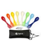 Tapirus Spork to Go V8 Set - 8 Colorful BPA Free Sporks for Camping - Spoon, Fork, and Knife Combo with Bottle Opener and Carry Case - Buy Online on GoSupps.com