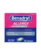 Benadryl Allergy Dye-Free 25 mg Liqui-Gels 24 ea - Pack of 3 | Non-Drowsy Relief - Buy Online on GoSupps.com