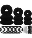 Donut Hair Bun Maker Set with Hair Elastic Bands and Bobby Pins - Black - Buy Online on GoSupps.com