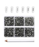 Beadsland 7200PCS Flatback Rhinestones - Clear Round Crystal Nail Gemstones & Wax Pencil Kit (SS3-SS10) - Mixed Sizes Anthracite Black Diamond for Handicrafts - Buy Online on GoSupps.com