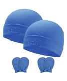 Aolso Newborn Baby Hats Mittens Set 2pcs Baby Hats Caps & 2 Pairs Baby Mittens Gloves Infant Blue Hats Baby Cotton Gloves No Scratch Mittens for 0-6 Months 0-6 Months Blue - Buy Online on GoSupps.com