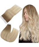 Easyouth Brown to Blonde Ombre Tape in Hair Extensions - 24 Inch Real Human Hair - 20Pcs 50g - #6/27/60 - Buy Online on GoSupps.com