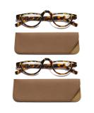 Hubeye Retro Half Moon Reading Glasses - 2 Pairs Lightweight Plastic Half Frame Reader with Spring Hinge for Women and Men - 2.0 Dioptres - Tortoiseshell Design - Buy Online on GoSupps.com