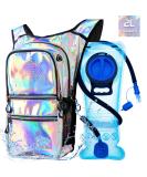 Mothybot Hydration Backpack 20L with 2L Hydration Bladder - Festival Essential for Hiking, Running, Biking - Holographic Crocodile Textured Design - Buy Online on GoSupps.com