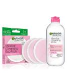 Shop Garnier Micellar Water & Eco Pad Starter Kit - All-In-One Facial Cleanser & Reusable Makeup Remover Pads - Buy Online on GoSupps.com