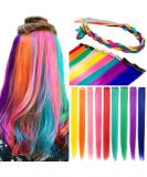 FYHTSD 10PCS 21'' Rainbow Hair Extensions - Colored Human Hair Clip Ins for Girls & Women | Vibrant Hair Accessories - Buy Online on GoSupps.com
