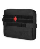 HuntVP Tactical First Aid Bag - Waterproof 1000D Molle Pouch with Red Cross Patch for Camping & Outdoor - Type 3 Black - Buy Online on GoSupps.com