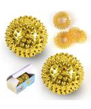 Magnetic Acupressure Balls & Hedgehog Massage Rings Set - Stress Relief & Relaxation | 2 Pcs Acupressure Balls & 3 Pcs Finger Massage Rings (Gold) | International Shipping - Buy Online on GoSupps.com