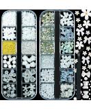2400pcs 3D Nail Charms Kit: Flower Butterfly Bear Bow in White/Aurora Rose, Golden Silver Metal Caviar Beads, Rhinestones & Resin Flowers for Nail Art - 2 Box Mix Flowers & More - Buy Online on GoSupps.com