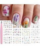 VOTACOS Flower Nail Art Stickers - 12 Sheets of Summer Lily Orchid & Butterfly Designs | Water Transfer Nail Decals for Women - Buy Online on GoSupps.com