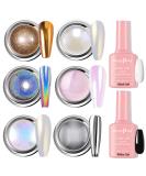 Chrome Nail Powder Kit with Black & White Gel Polish Set - Metallic Aurora Glazed Donut Glitter for Women & Girls - Manicure Gift Set - Buy Online on GoSupps.com