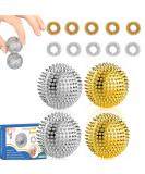 2 Gold & 2 Silver Hedgehog Balls + 10 Acupressure Rings - Ultimate Skill Development Set for Stress Relief - Buy Online on GoSupps.com