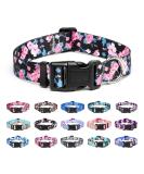 Suredoo Adjustable Soft Nylon Dog Collar for Small & Medium Dogs - Pink Blue Flower 33-55 cm Neck - Comfortable & Durable - Buy Online on GoSupps.com